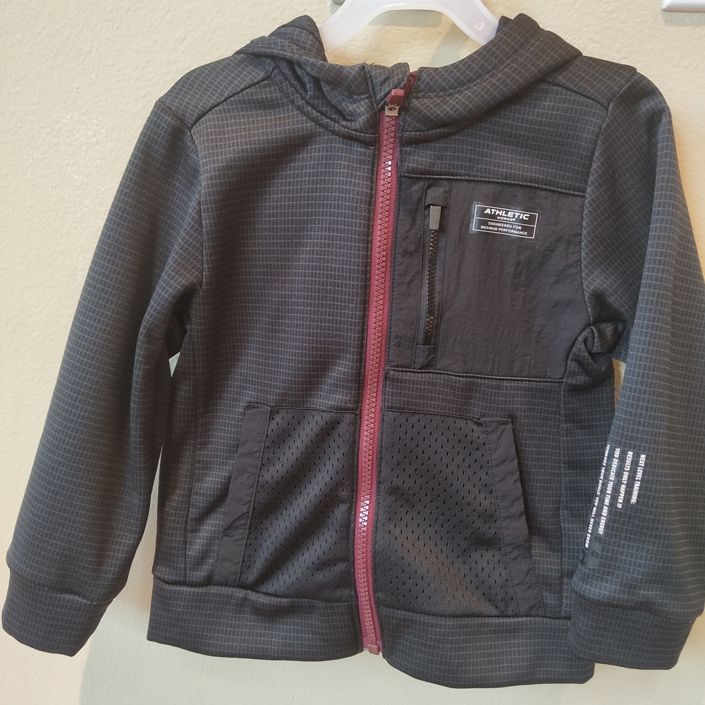 Athletic Works Charcoal Hoodie with Maroon Zipper, Used Only Twice
